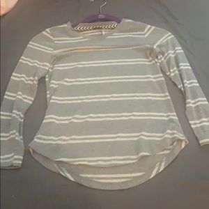 Grey and white striped long sleeve